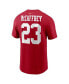 Фото #4 товара Men's Christian McCaffrey Scarlet San Francisco 49ers Player Name and Number T-shirt