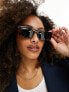 ASOS DESIGN flat top mid square sunglasses in tort