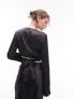 Topshop co-ord wrap waist satin top in black 34 - фото #7