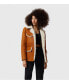 Фото #1 товара Women's Shearling Western Trucker Jacket, Washed Whiskey with White Wool