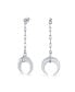 ფოტო #1 პროდუქტის Crescent Moon White Shell Celestial Italian Horn Cornicello Dangle Linear Drop Earrings For Women Sterling Silver