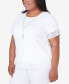 Plus Size Charleston T-shirt with Lace Border Details and Detachable Necklace