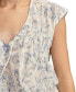 Women's Toile-Print Ruched Tie-Front Top