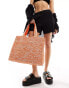 Фото #1 товара South Beach straw woven shoulder tote bag in orange marl