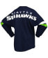 Фото #2 товара Women's College Navy Seattle Seahawks Spirit Jersey Lace-Up V-Neck Long Sleeve T-shirt