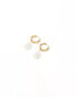 Lost Souls stainless steel 18ct gold plated hoop earrings with molten pearl charm