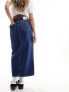 Calvin Klein Jeans front split denim maxi skirt in dark wash