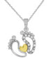 ფოტო #1 პროდუქტის Diamond Feet & Heart 18" Pendant Necklace (1/10 ct. t.w.) in Sterling Silver or Sterling Silver & 14k Gold-Plate