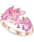 ფოტო #1 პროდუქტის Lab-Grown Pink Sapphire Leaf Statement Ring (2 ct. t.w.) in 14k Rose Gold-Plated Sterling Silver