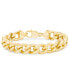 ფოტო #1 პროდუქტის Men's Beveled Curb Link Chain Bracelet in 14k Gold-Plated Sterling Silver