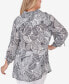 ფოტო #2 პროდუქტის Plus Size Silky Gauze Leaf Print Top