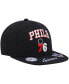 Men's Black Philadelphia 76ers Front Loaded Snapback Hat