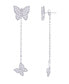 ფოტო #2 პროდუქტის Cubic Zirconia Butterfly Chain Earrings in Silver Plate