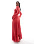 Фото #6 товара ASOS DESIGN high neck long sleeve a-line maxi dress in coral