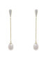 Cultured Freshwater Pearl (8x6mm) Long Earrings in 14K Yellow Gold