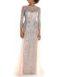 Teri Jon By Rickie Freeman Beaded Tulle Gown Women's Pink 2 - фото #1