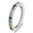 Playful silver ring with colored zircons RI116WRBW