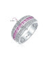 ფოტო #4 პროდუქტის Art Deco Blue Cubic Zirconia Half Eternity Channel Set Princess Cut CZ Dome 3 Row Wide Statement Band Ring For Women .925 Sterling Silver Comfort Fit 8MM