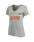 Фото #1 товара Women's Heather Gray Kansas City Chiefs Super Bowl LVIII Champions Plus Size Counting Points V-Neck T-shirt