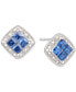 ფოტო #1 პროდუქტის Sapphire (5/8 ct. t.w.) & Diamond (1/20 ct. t.w.) Square Stud Earrings in Sterling Silver