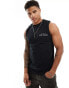 ASOS DESIGN tank vest in black with compass text back print