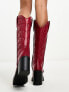 Daisy Street square toe western knee boots in burnt rust