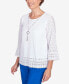 Фото #4 товара Women's Tradewinds Eyelet Trim with Necklace Flutter Sleeve Top