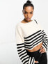 Фото #1 товара Miss Selfridge thin stripe crop knit jumper in black stripe