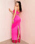 Фото #4 товара ASOS LUXE co-ord maxi skirt with diamante pocket detail in hot pink