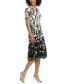 Women's Printed Ruffle-Neck Midi Dress ivory/blk, 12 - фото #4