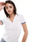 Фото #1 товара Miss Selfridge tipped notch neck polo top in white