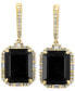 ფოტო #3 პროდუქტის EFFY® Onyx & Diamond (3/8 ct. t.w.) Dangle Hoop Earrings in 14k Gold