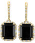 Фото #3 товара EFFY® Onyx & Diamond (3/8 ct. t.w.) Dangle Hoop Earrings in 14k Gold