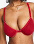 ASOS DESIGN Fuller Bust Alaia mesh and velvet trim underwire bra in burgundy