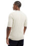 ASOS DESIGN lightweight knitted rib button through polo in stone