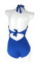 Фото #2 товара Lauren Ralph Lauren Blue Solid Halter One Piece Lace Up Swimsuit Size 12