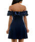 Фото #2 товара Juniors' Ruffle-Trim Off-The-Shoulder Mini Dress