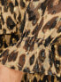 Фото #3 товара River Island leopard print ruffle detail mini dress in brown