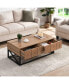 43" Luxury Coffee Table with Two Drawers, Industrial Coffee Table for Living Room, Bedroom & Office