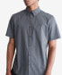 Men's Slim Fit Tonal Windowpane Short Sleeve Button-Front Shirt