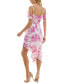 Фото #2 товара Платье с асимметричным обрезом и оборками BCX Juniors' в цветочном жаккардовом принте