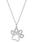 ფოტო #1 პროდუქტის Diamond Pawprint Pendant Necklace (1/10 ct. t.w.) in Sterling Silver