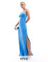 Forever New Petite halterneck contrast maxi dress in baby blue детский синий, 36 - фото #1