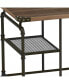 Industrial Metal Writing Desk With Wooden Top, Brown And Black
