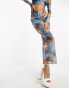 In The Style mesh column maxi skirt co-ord in blue marble 40 - фото #4