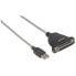 Фото #2 товара Manhattan USB-A to Parallel Printer DB25 Converter Cable - 1.8m - Male to Female - 1.2Mbps - IEEE 1284 - Bus power - Black - Three Year Warranty - Blister - 1.8 m - 1x USB A - Parallel; 25-pin - Male/Female - Black - Silver - 261 g