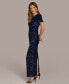 ფოტო #3 პროდუქტის Women's Sequin Short-Sleeve Gown