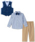 Фото #2 товара Baby Boys Shirt, Solid Twill Vest, Pants & Bowtie Set