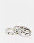 Whistles 1 pack silver ring with emerald gems