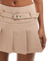 Miss Selfridge tailored belted pleated mini skort in taupe